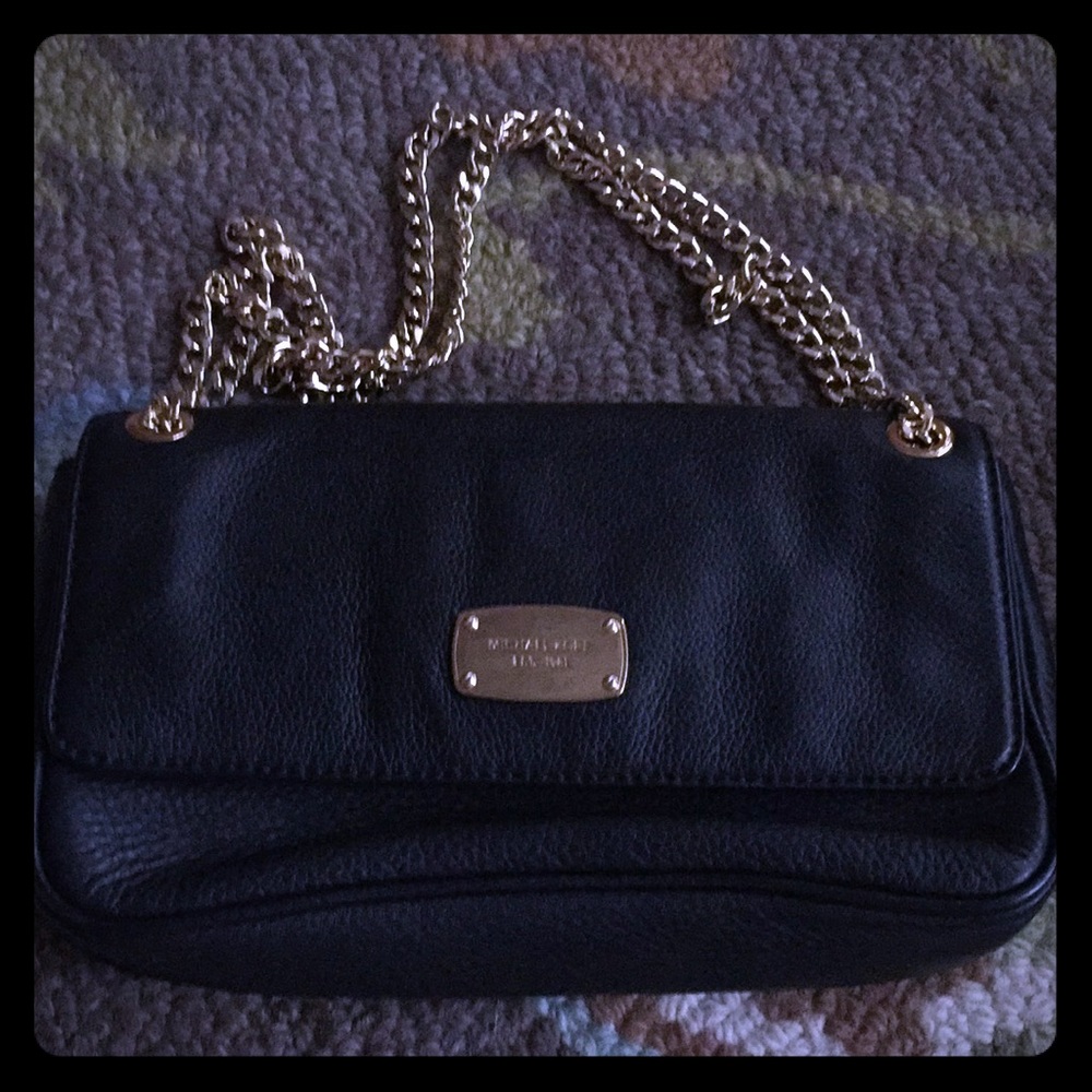 Michael Kors Black Purse with gold chain